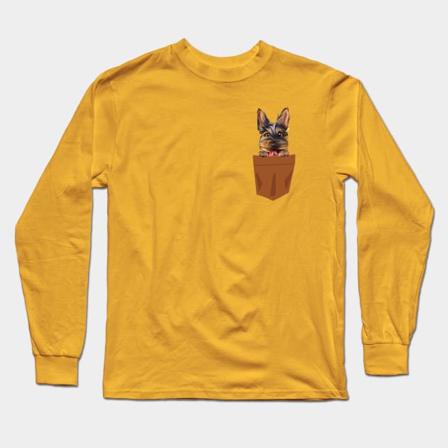 dog in pocket funny puppy for dog lover Yorkshire Terrier Long Sleeve T-Shirt by GraphGeek